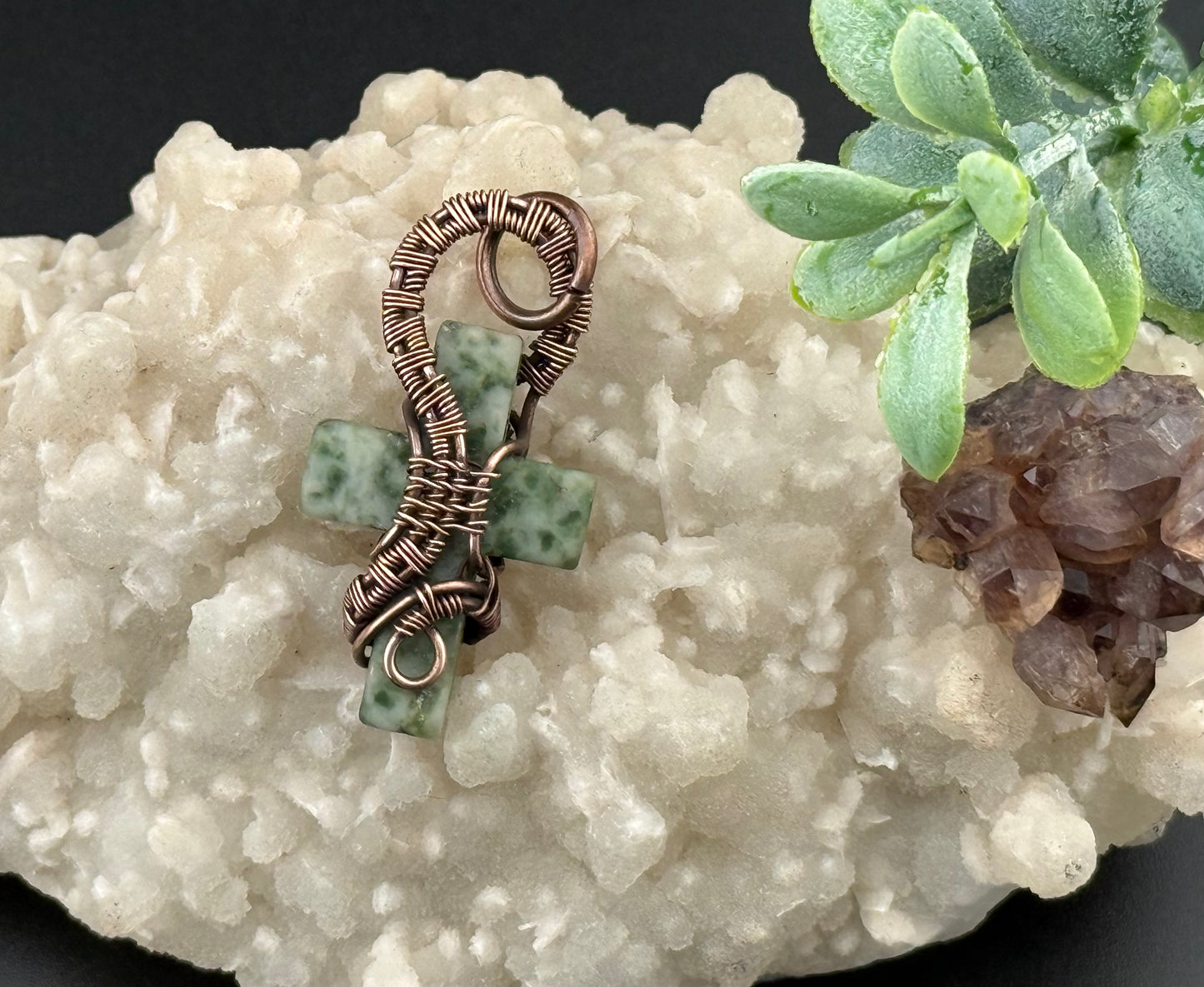 Jasper cross pendant