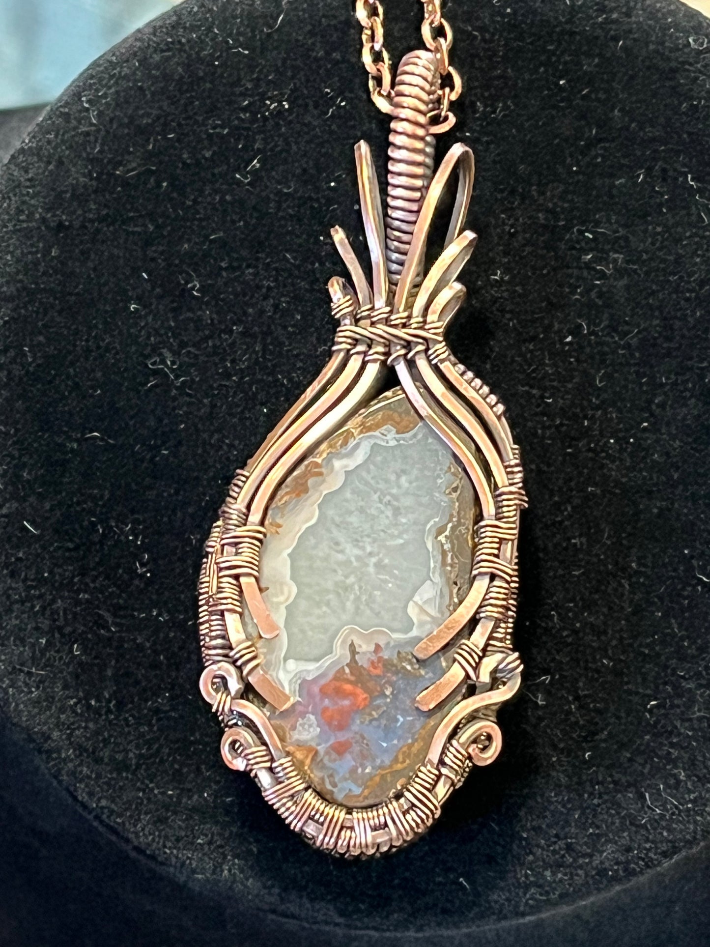 Fourth of July Agate Pendant