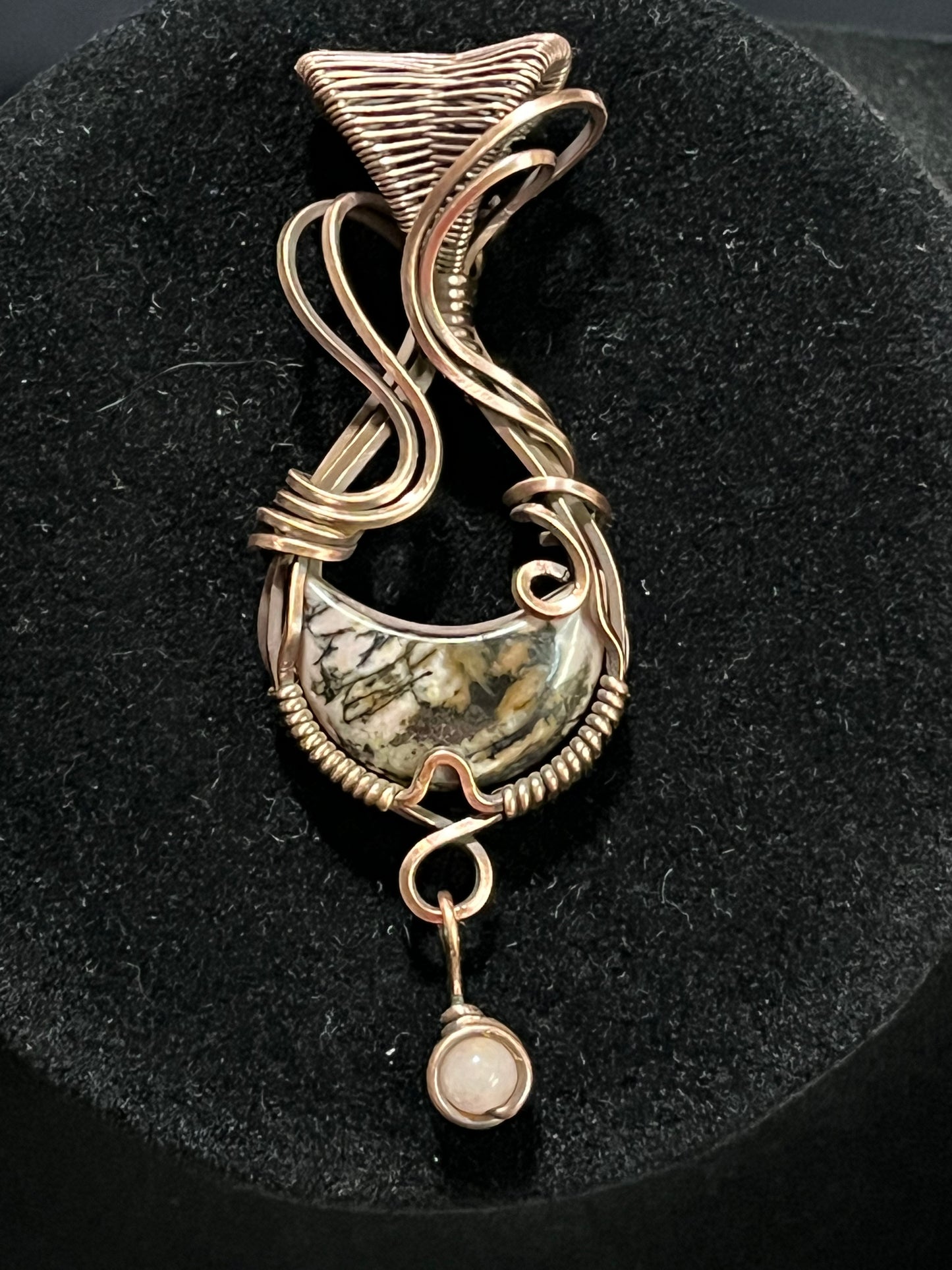 Fancy Jasper Crescent Moon Pendant