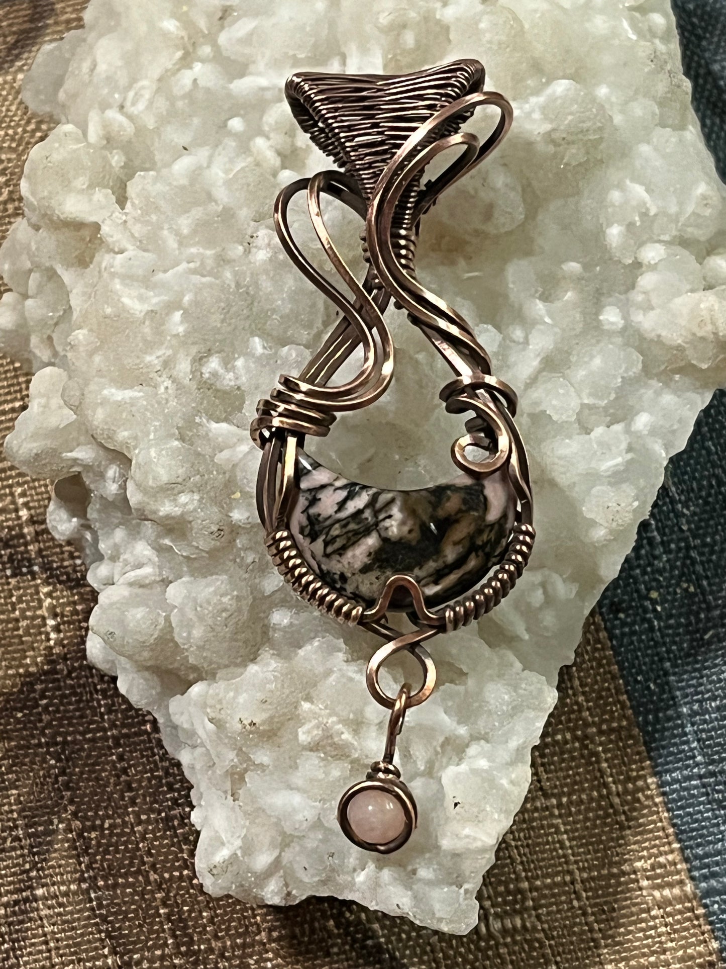 Fancy Jasper Crescent Moon Pendant