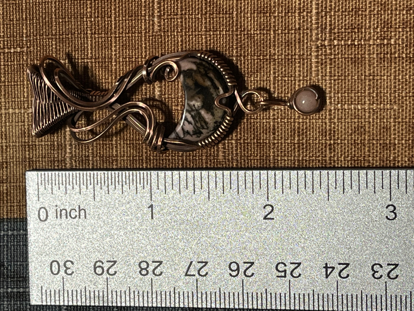 Fancy Jasper Crescent Moon Pendant