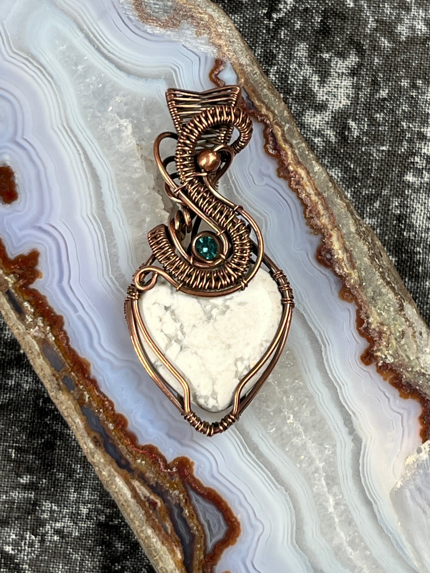 White Howlite Heart Pendant