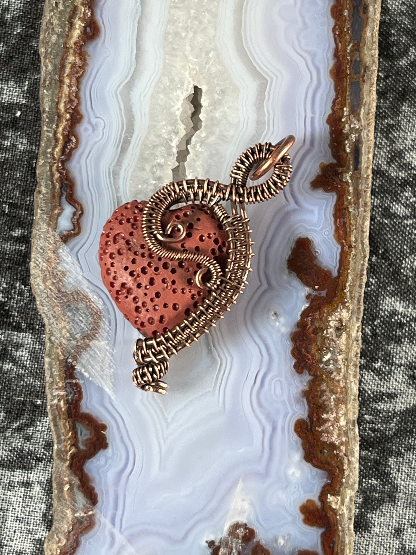 Red Lava Stone Heart Pendant