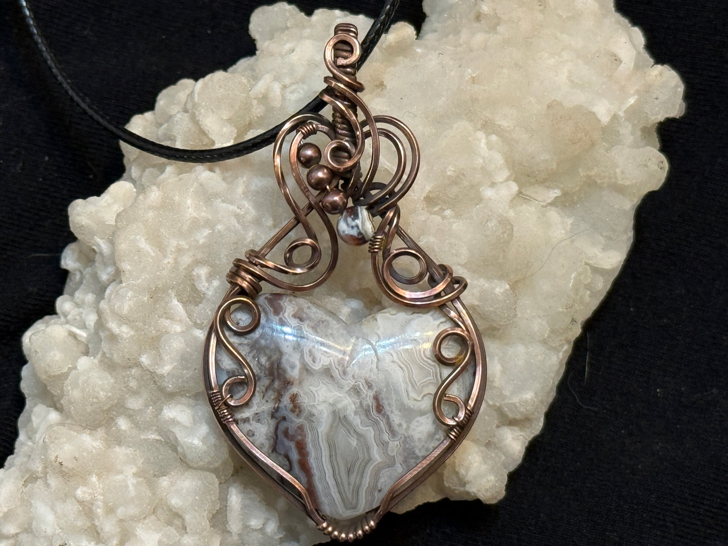 Crazy Lace Agate Heart Pendant