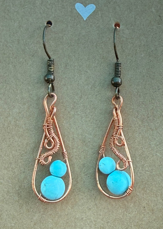 Copper & Howlite earrings