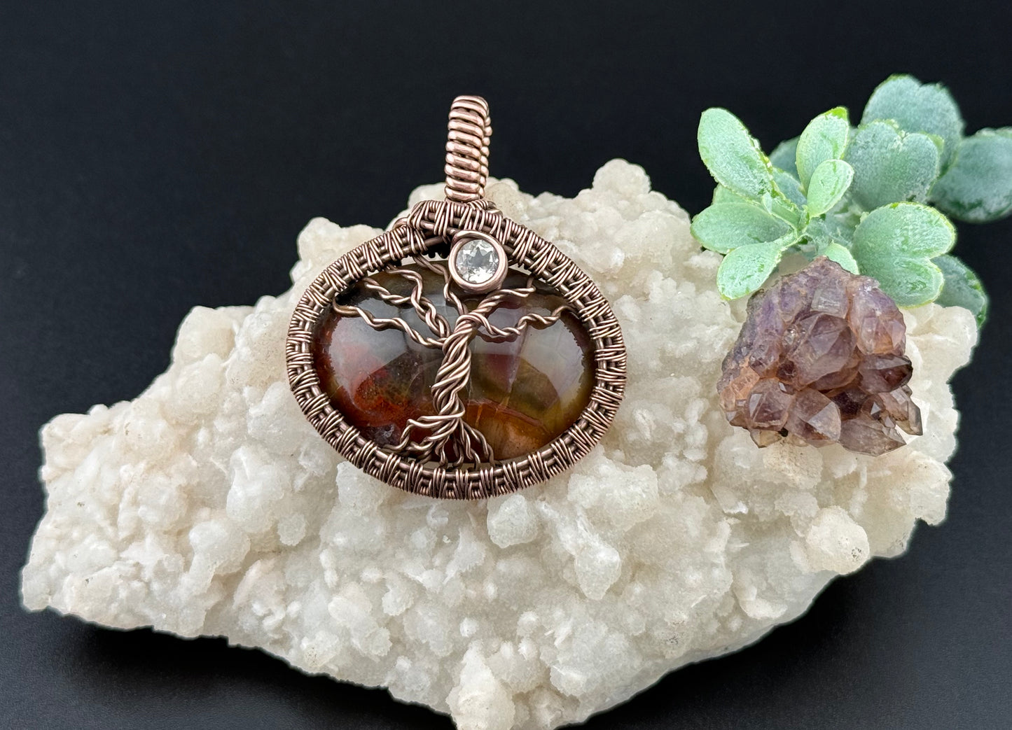 Petrified wood tree pendant