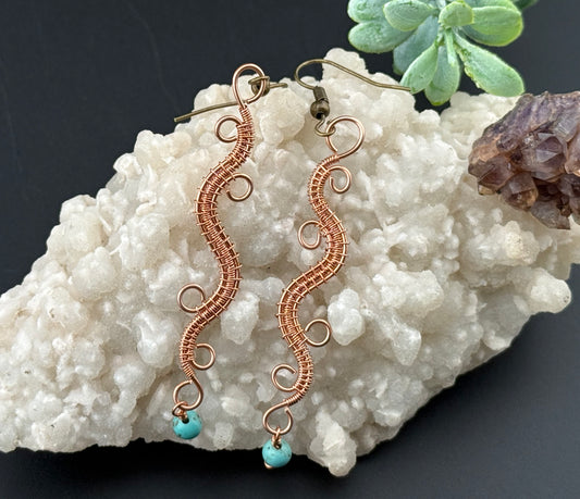 Woven Copper Earrings