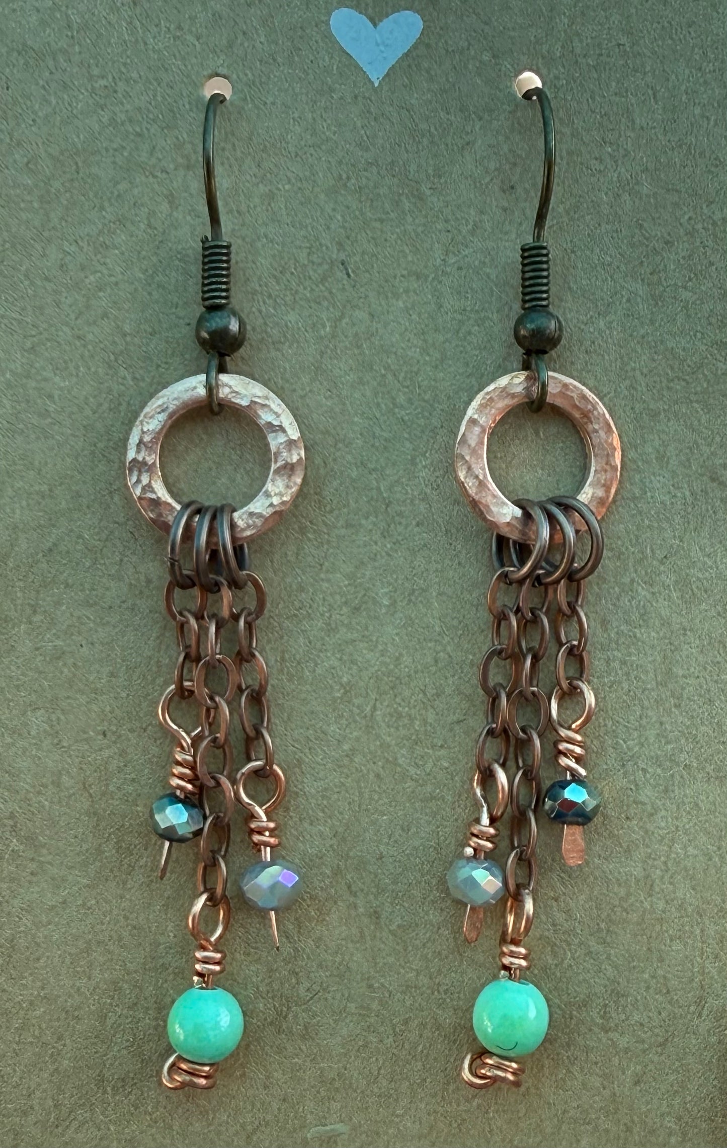 Copper ring w/dangle earrings