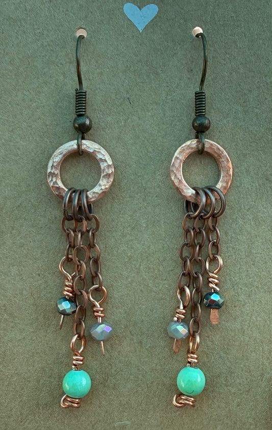 Copper ring w/dangle earrings