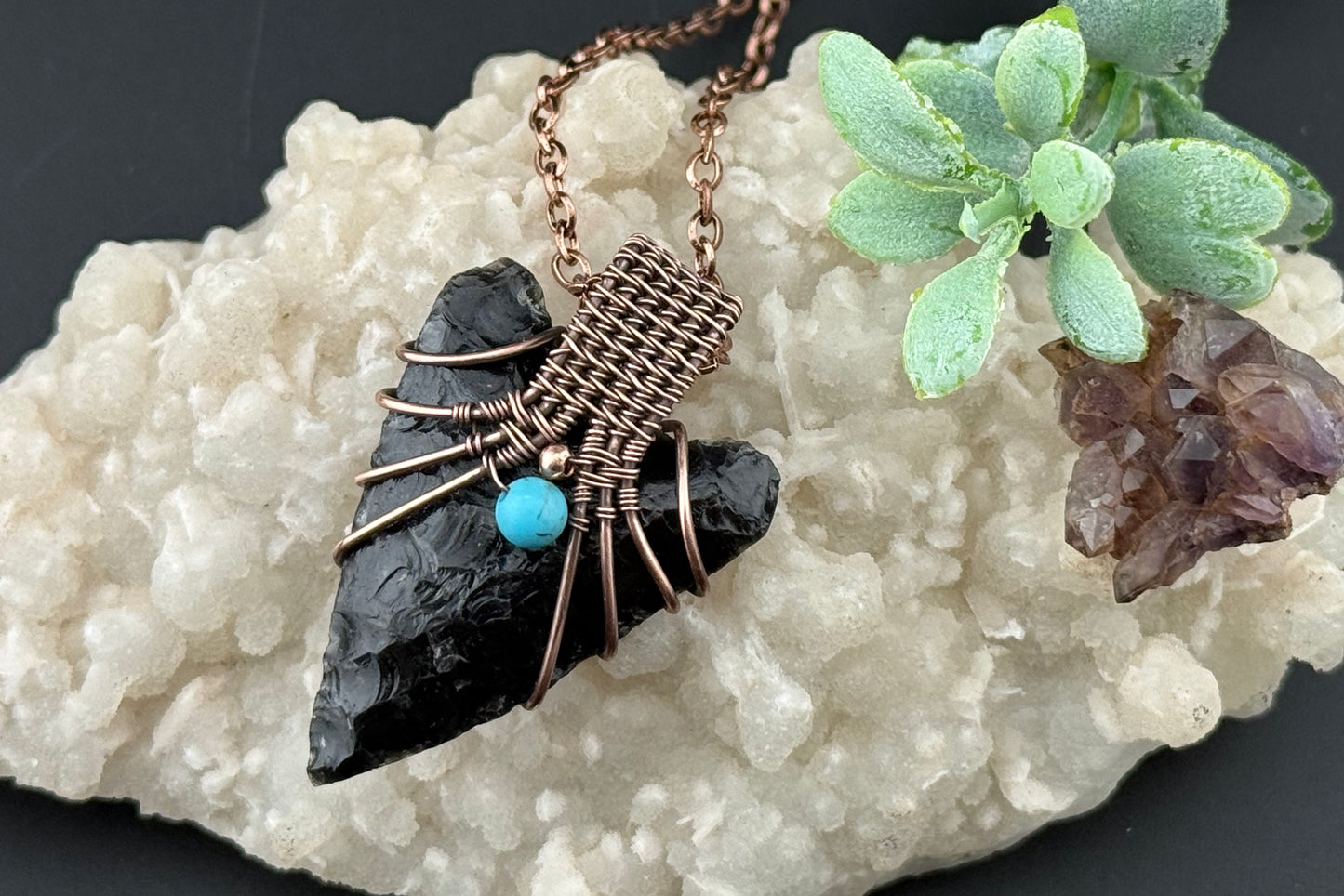 Black Obsidian Arrowhead Pendant
