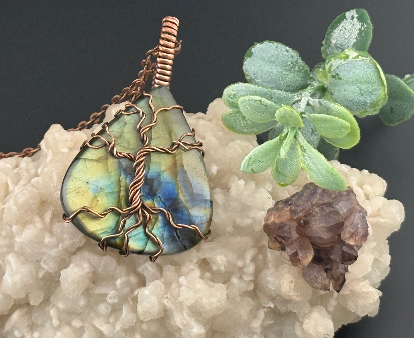 Labradorite tree of life pendant