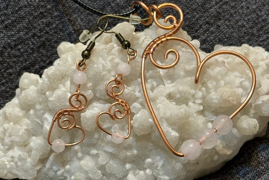 Rose Quartz Heart Set