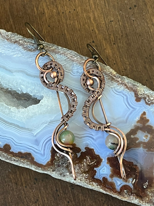 Woven Copper Earrings