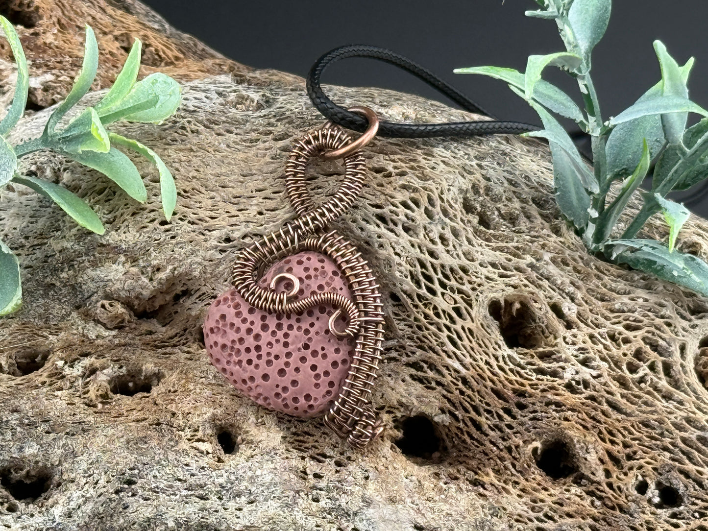 Lava Stone Heart Pendant