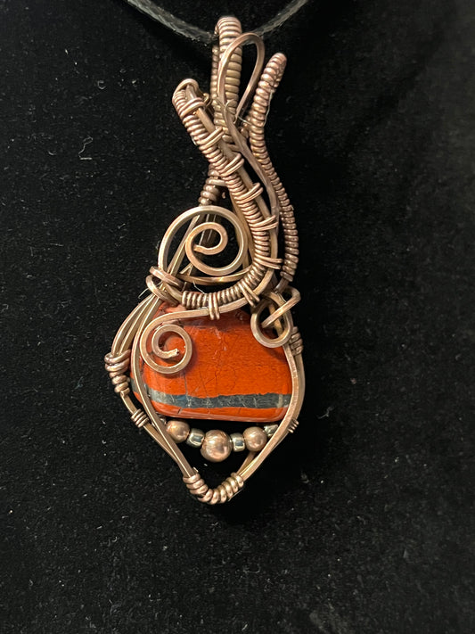 Banded jasper and hematite pendant